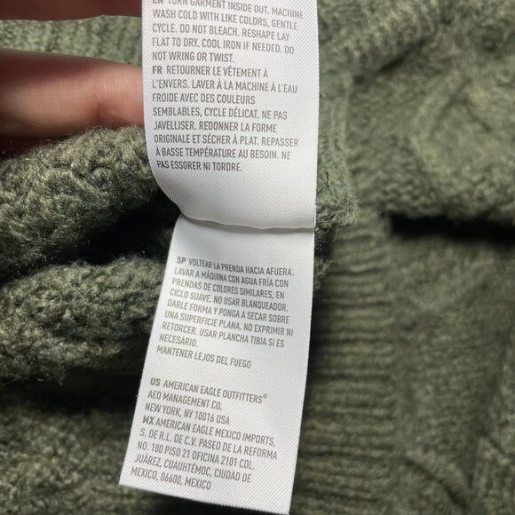 American Eagle Green Fishermans Sweater Women's Size XS Oversized Mock Neck - Picture 9 of 12
